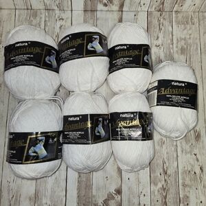 Lot of 7 Natura Advantage Sport Wt Yarn Snow White 01 Same Dye Lot 20240 V1 VTG
